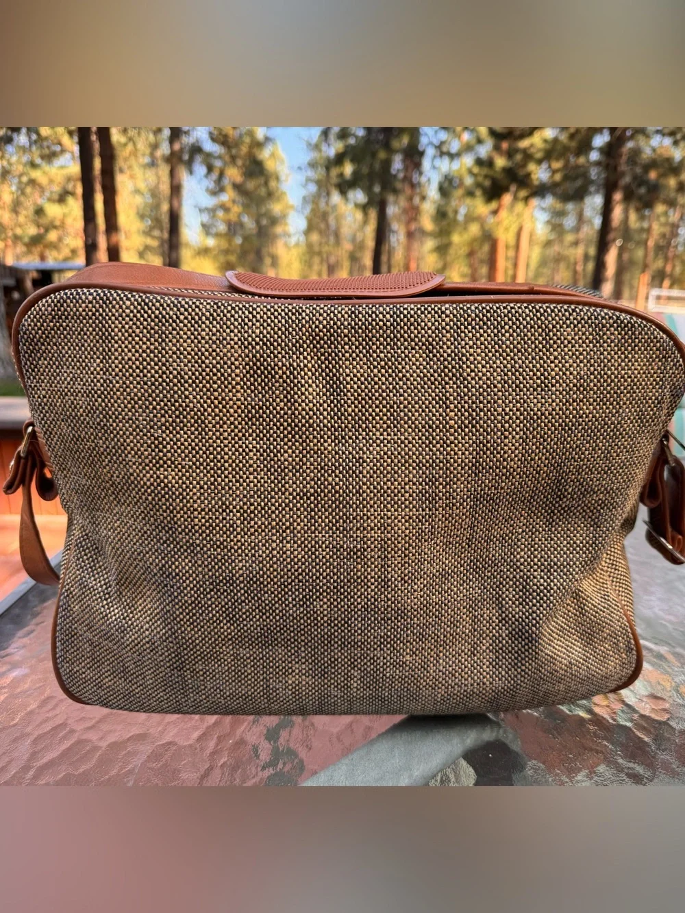 Vintage Samsonite Brown Tweed Travel Bag from 70s/80s Good VTG condition